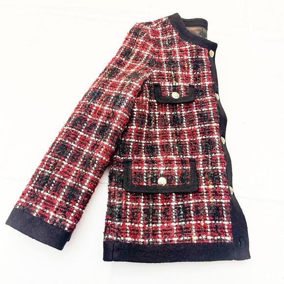 Anine Bing Lydia Checked woolblend Bouclétweed jacket Blazer Size Small Portugal - Picture 7 of 8